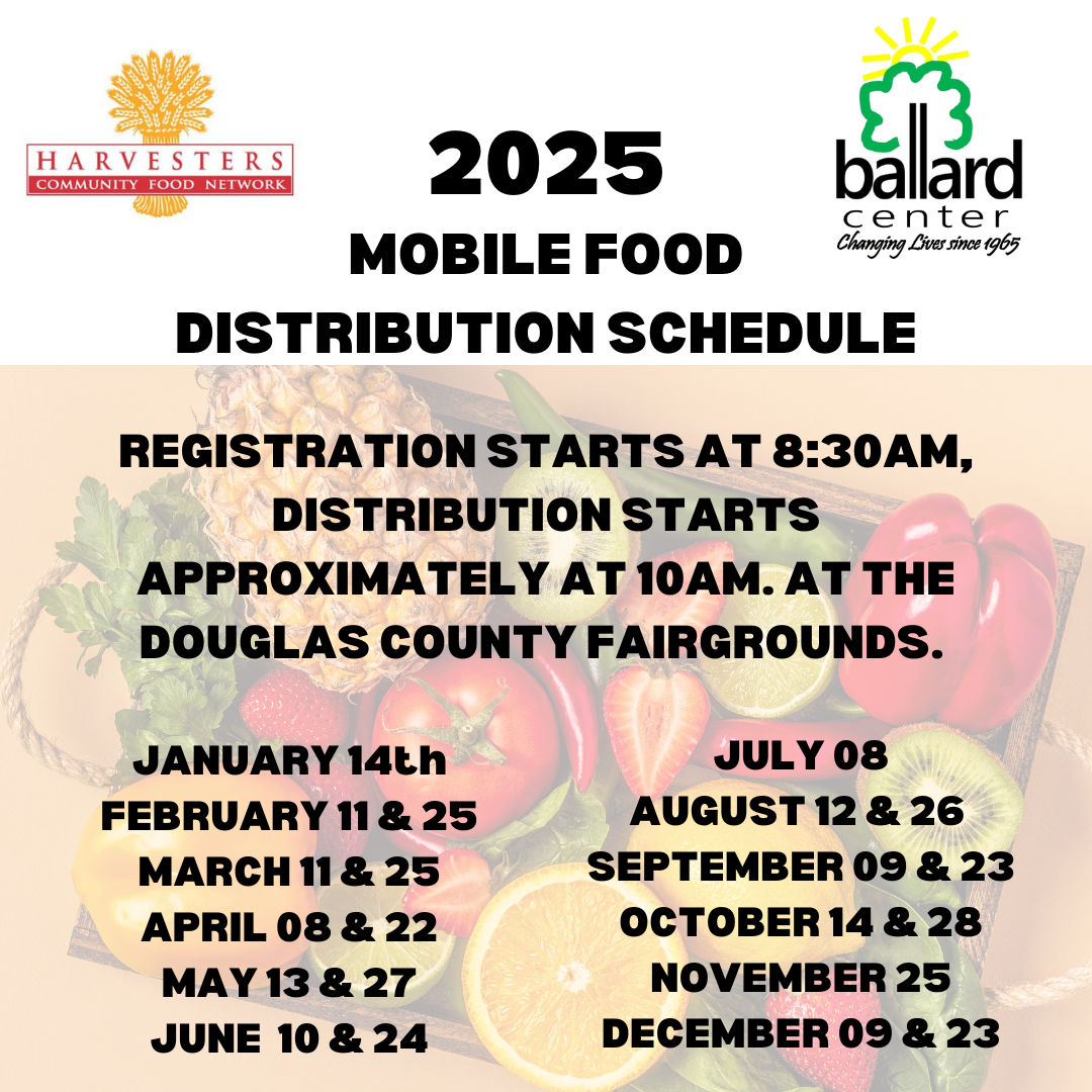 2025 mobile food distribution schedule. Registration starts at 8:30 am, distribution starts at approximately 10 am at the Douglas country fairgrounds. January 14th, February 11 and 25, March 11 and 25, April 8 and 22, May 13 and 27, June 10 and 24, July 8, August 12 and 26, September 9 and 23, October 14 and 28, November 25, December 9 and 23